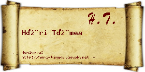 Hári Tímea névjegykártya